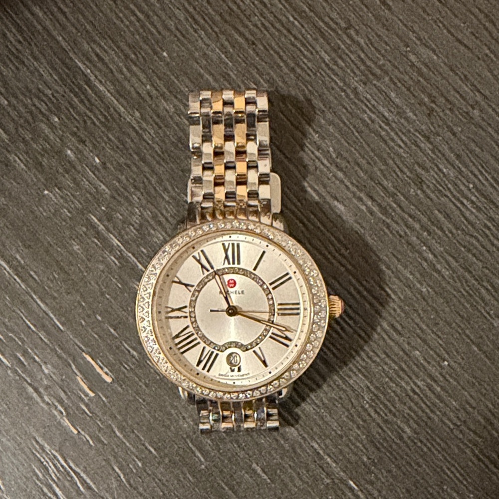 Michele Two-Tone Silver and Gold Watch
